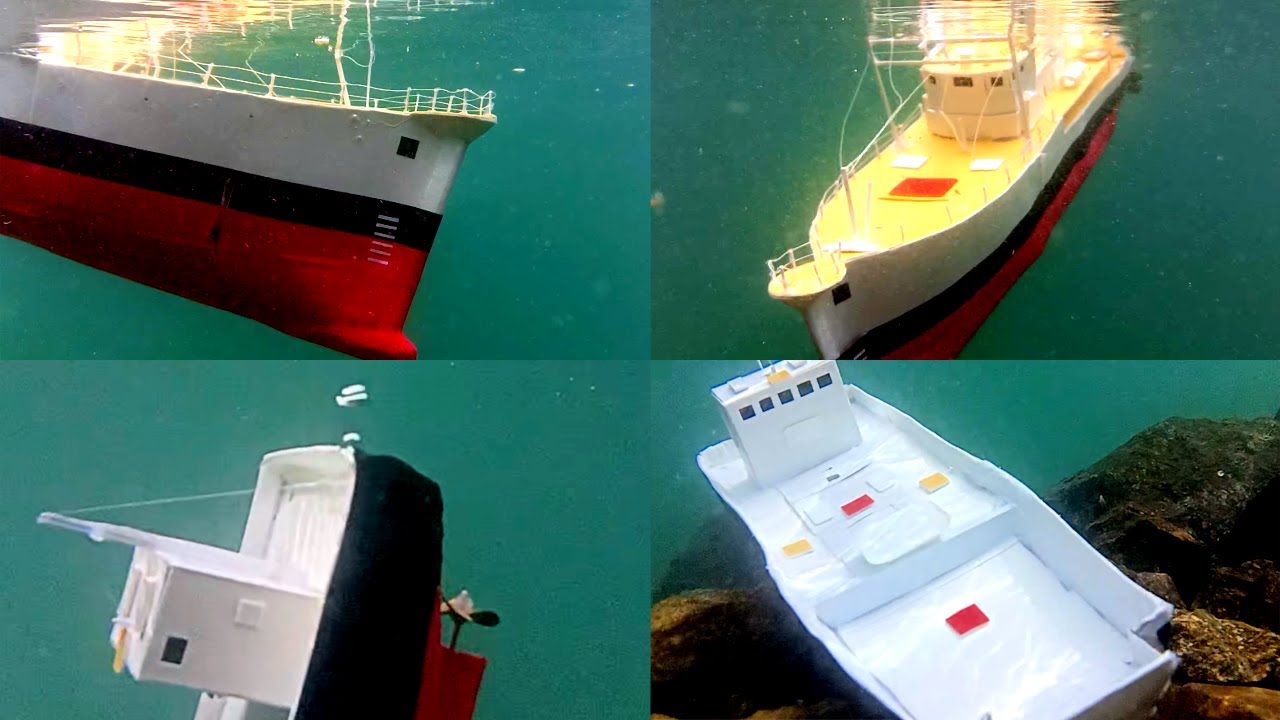 Cardboard ship sinking, Calypso model sinks after colliding with barge