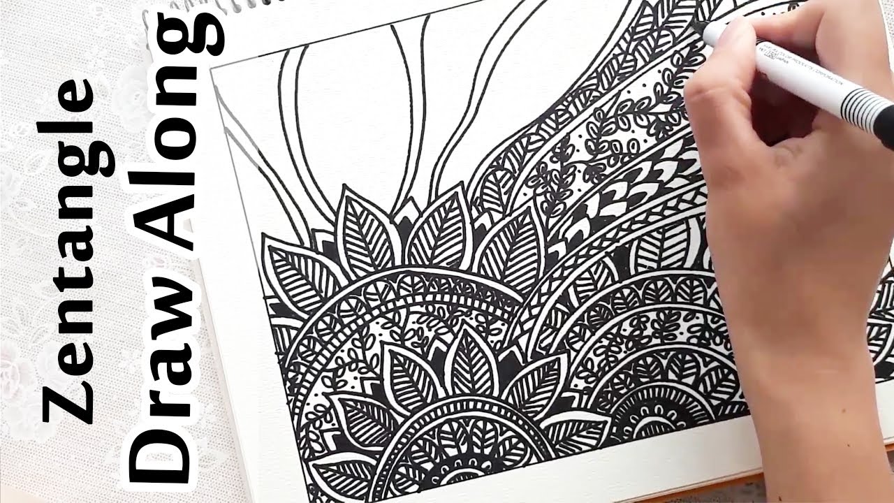 Meditative Doodle Art || Slow Pace Draw Along || Zentangle Tutorial