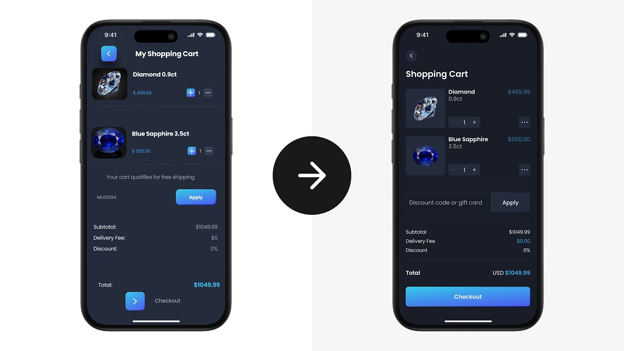 Jewellery e-Commerce App Checkout UI: Before & After | UI Design Battle (EP-2)