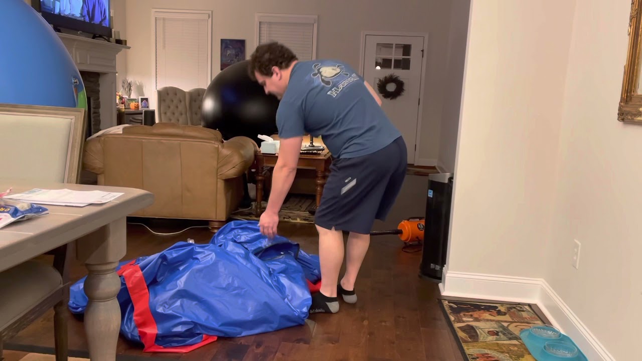 Testing a blueberry suit costume that my costume business made