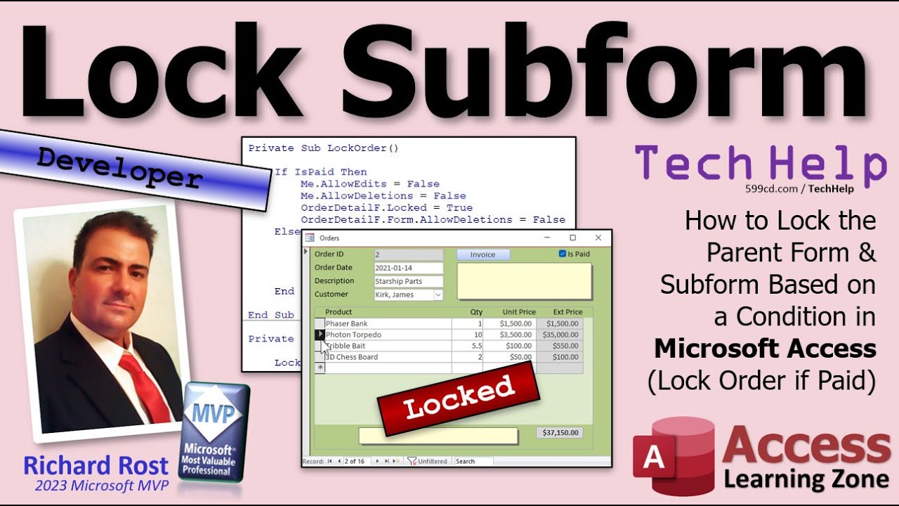 How to Lock the Parent Form & Subform Based on a Condition in Microsoft Access (Lock Order if Paid)