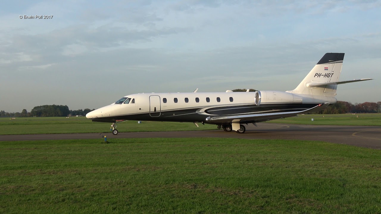PH-HGT Cessna 680 Citation Sovereign Take Off / Departure Teuge Airport Holland 19-10-2017