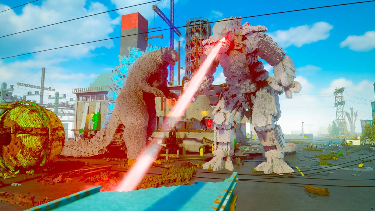 Battle with Godzilla and Mechagodilla at the nuclear power plant Mega Teardown