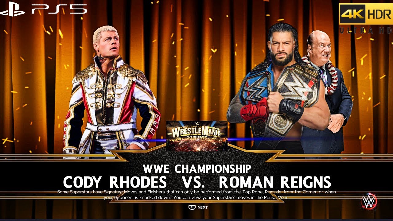 WWE 2K23 (PS5) - ROMAN REIGNS vs CODY RHODES | UNIVERSAL CHAMPIONSHIP MATCH | WRESTLEMANIA 39 [4K]