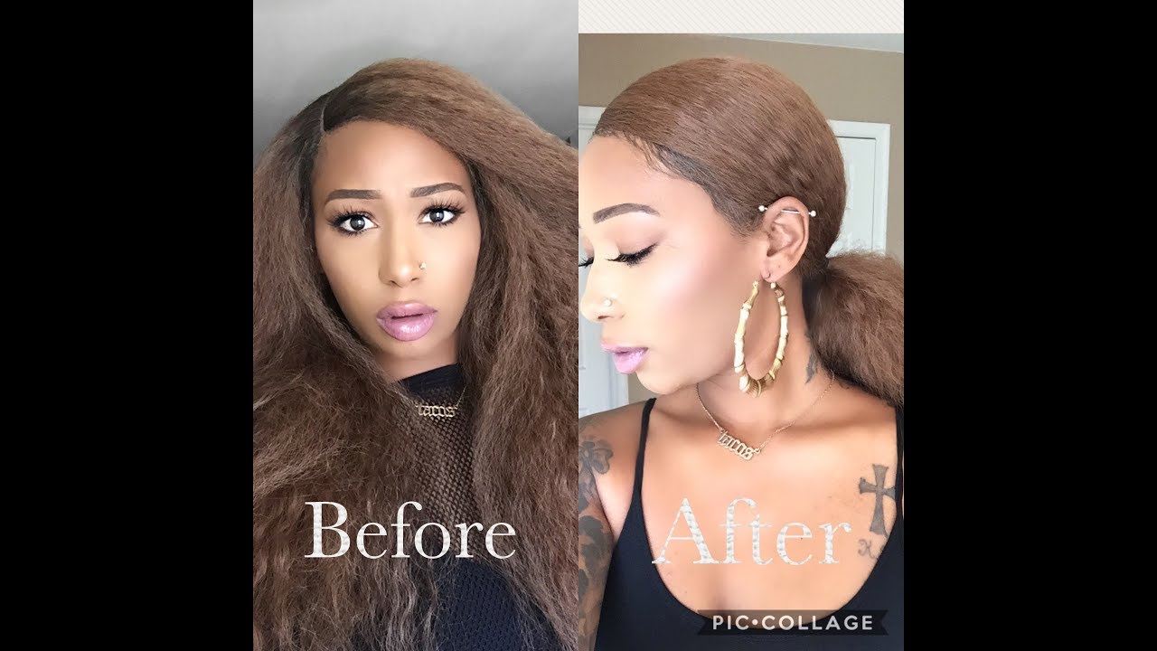 How To Get Kinky Straight Wig into A Sleek Ponytail| Ft Elevatestyles