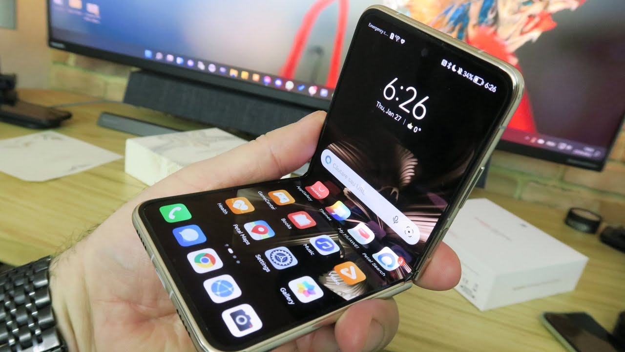 Huawei P50 Pocket Unboxing (Foldable Clamshell Phone With Fluorescent Lamp)