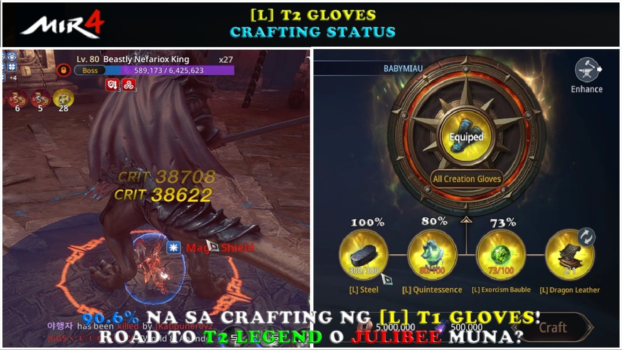MIR4 - BACK TO CRAFTING LEGEND ULIT! PATAPOS NA T2 GLOVES! SLOTTED OR TRAJABOL LANG PWEDE NA!  - F2P