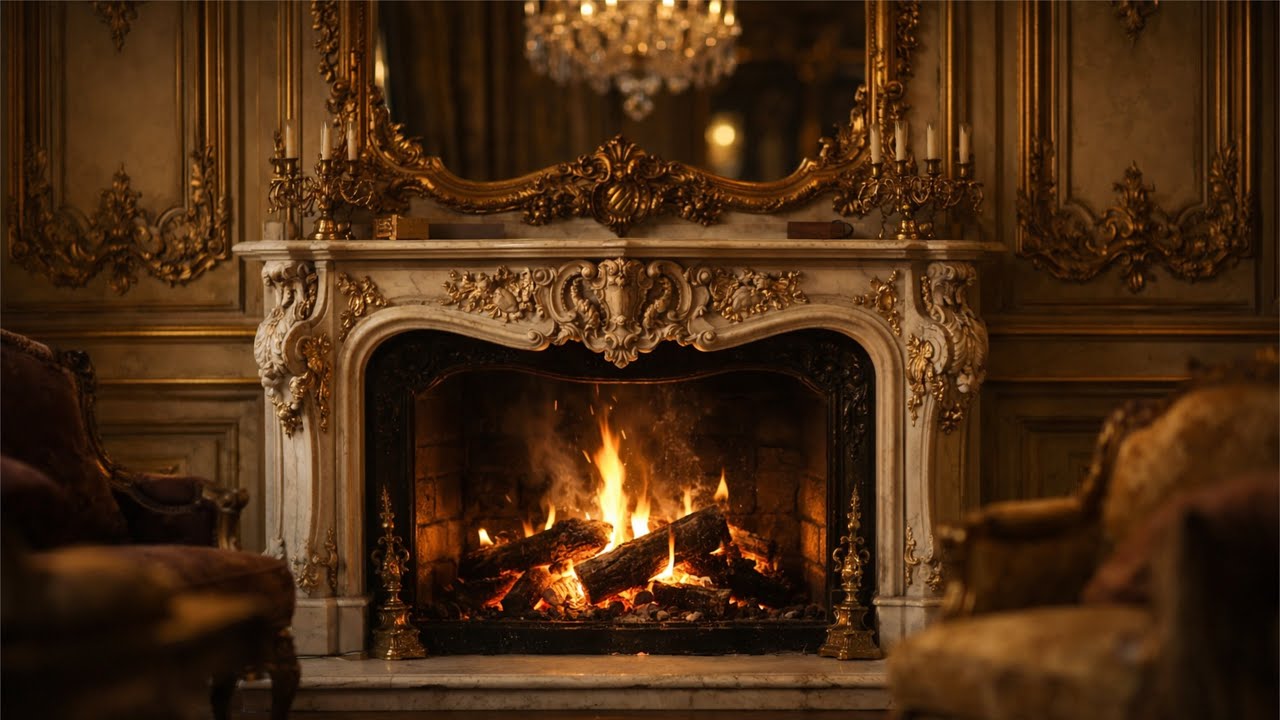 Luxurious Louis XV Fireplace 4 Hours | Cozy Fire Ambience in 4K