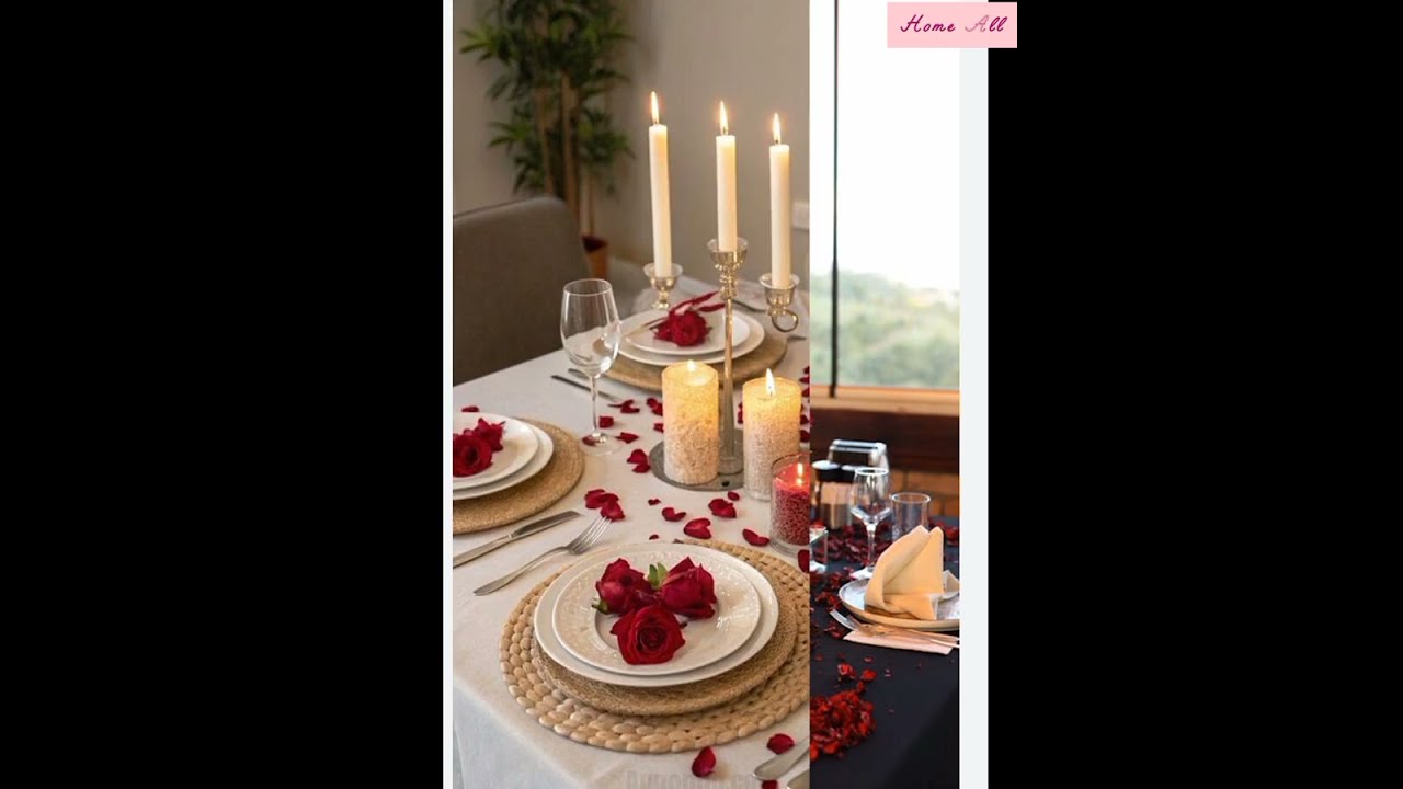 Dining Table Setting Ideas : Dinner Table Setup, Romantic Dinner For Two Ideas At Home