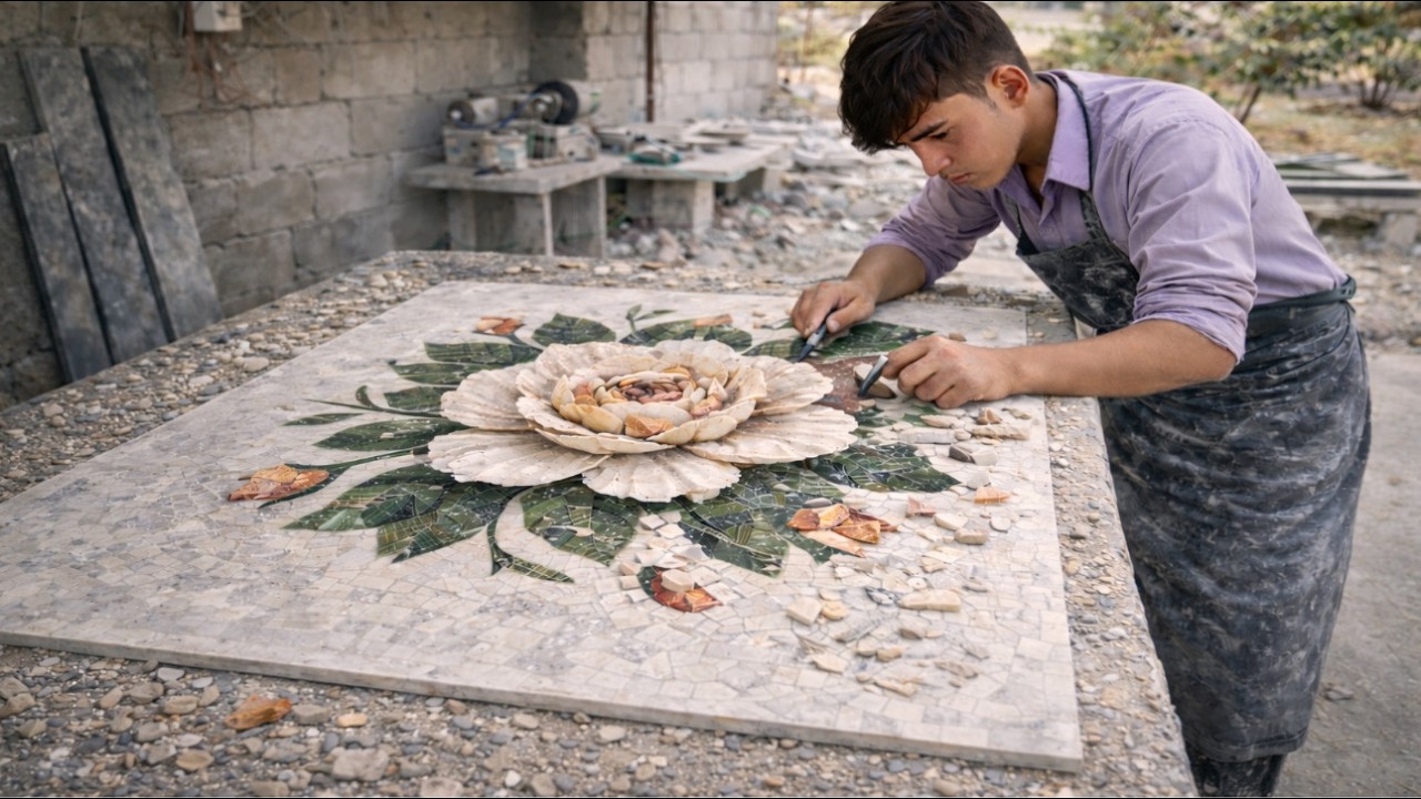 How Skilled Workers Make Flowers from Marble Pieces