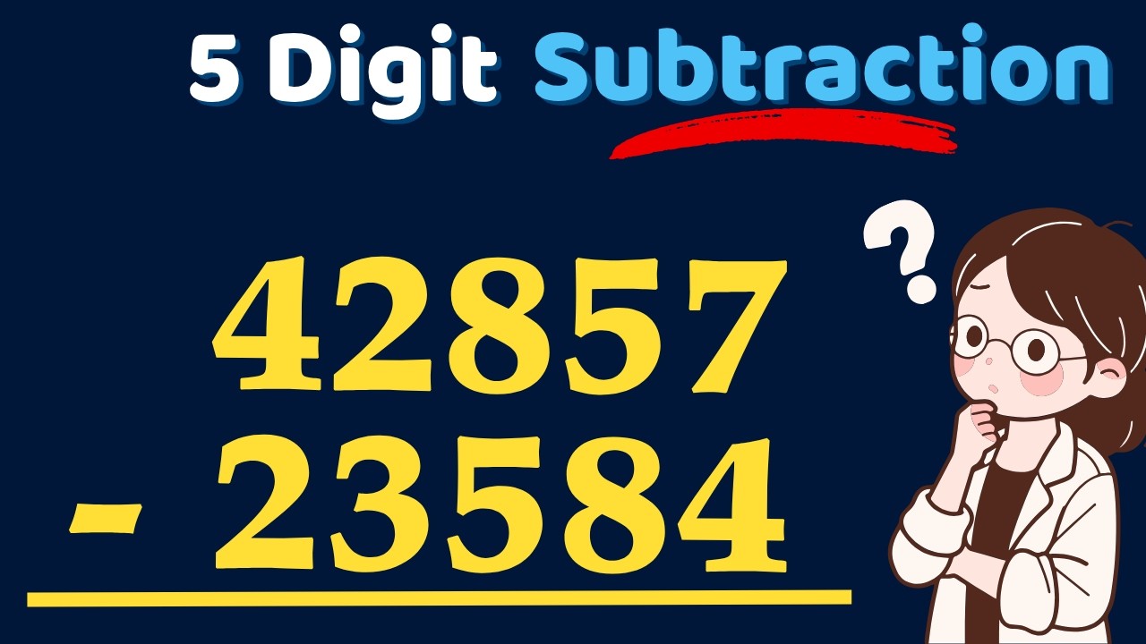 5 Digit Subtraction Example / Numbers with Carrying / Math Learn Exercise