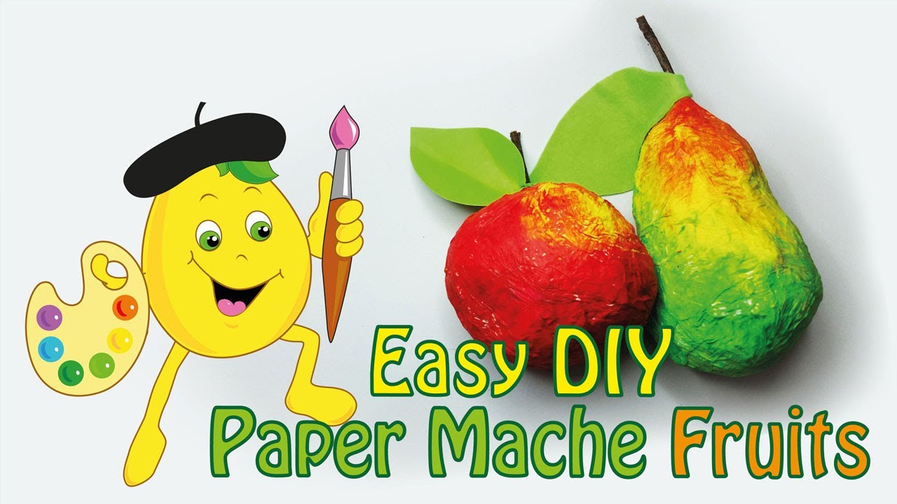 EASY Papier Mache Fruits!!!  How to Make Paper Mache Apple and Pear.