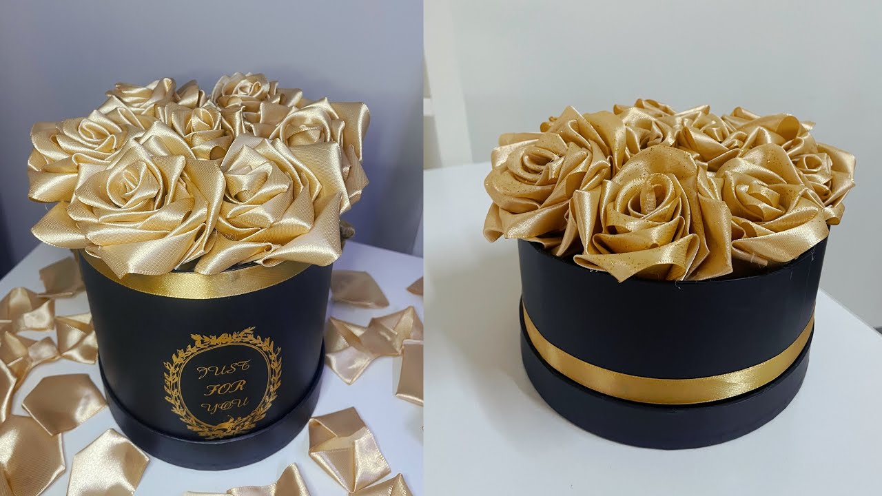 Ruže od satenske trake/ Ruže u kutiji/ Satin Ribbon Roses 🎁 DIY  #diy #gift #valentinesday #rose