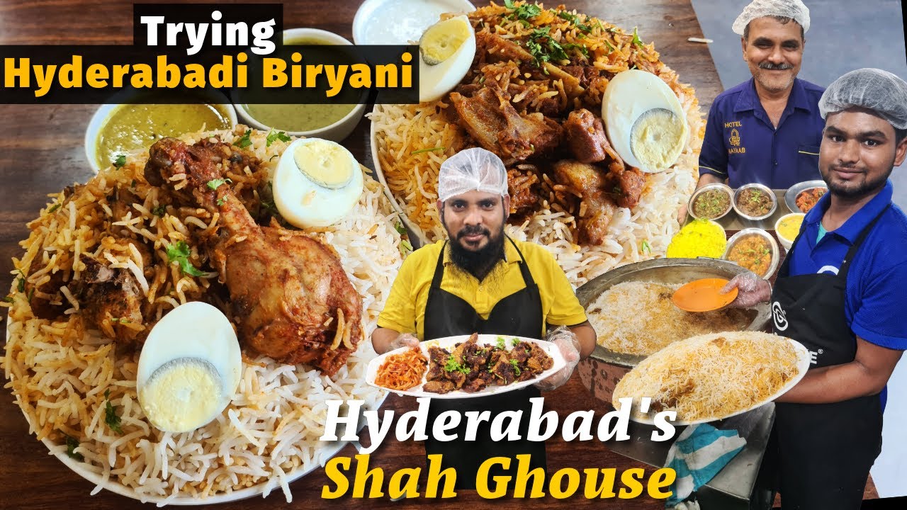 Trying Mutton Chaap, Hyderabadi Dum Mutton Biryani, Pathar Mutton, Murg Dum Biryani at Shah Ghouse