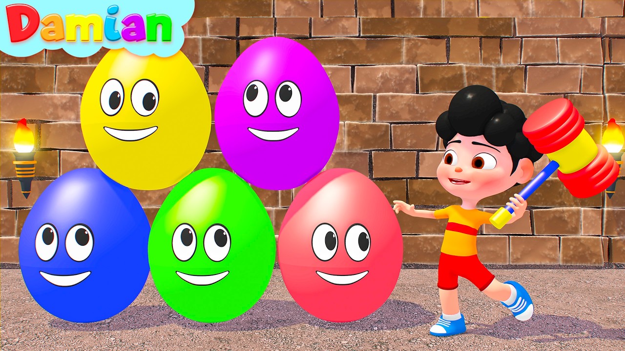 Damian Explores Colorful Surprise Eggs | Yes Yes Playground Song | Damian Nursery Rhymes & Kids Song