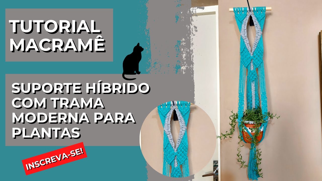 Suporte para plantas em macramê - Trama para iniciantes - Tutorial macramé suporte de planta - DIY