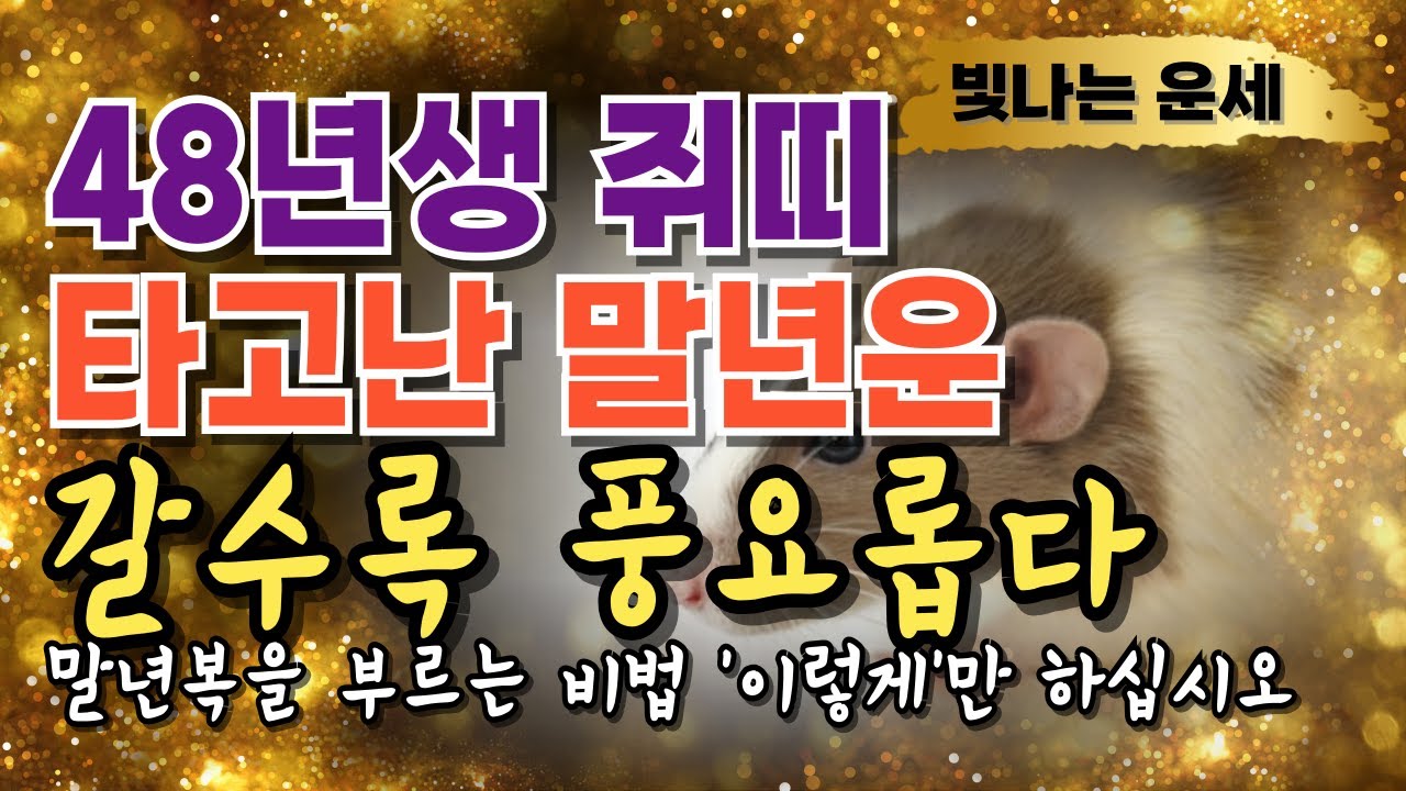 쥐띠운세48년생 말년운세✨무자생 주목 '이것' 꼭 해야 말년 대박납니다🎊말년운이 좋은 사주 말년복있는띠 쥐띠운세 쥐띠 운세 말년복 1948년생