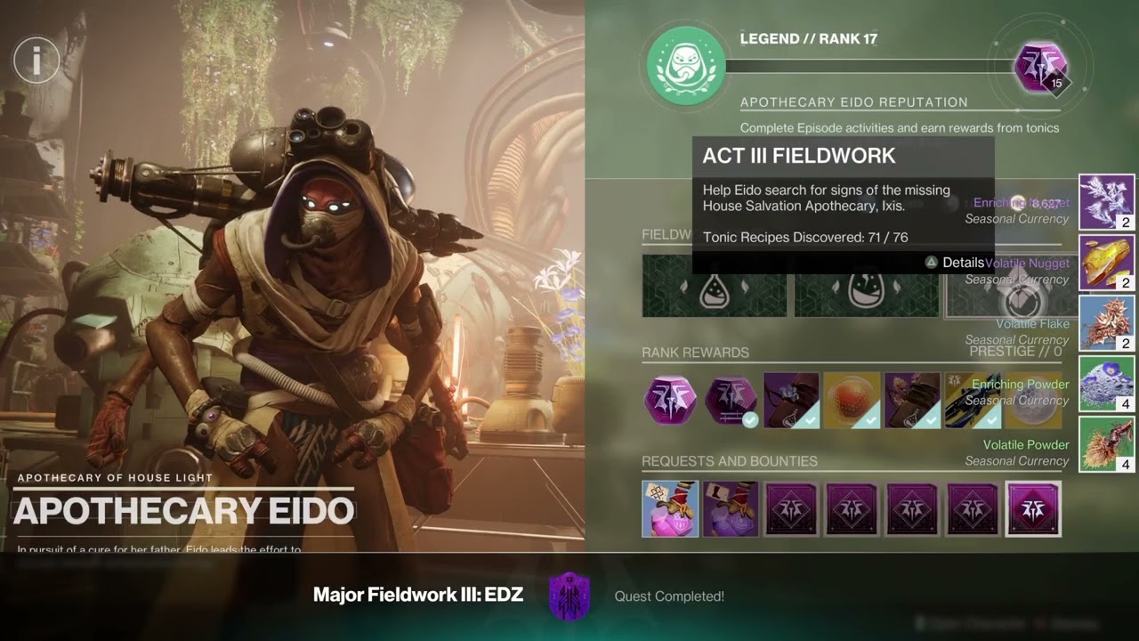 Destiny 2 Revenant Act 3 Get Daily Reagents for Craft Tonics Eido's Garden Without Doing Anything