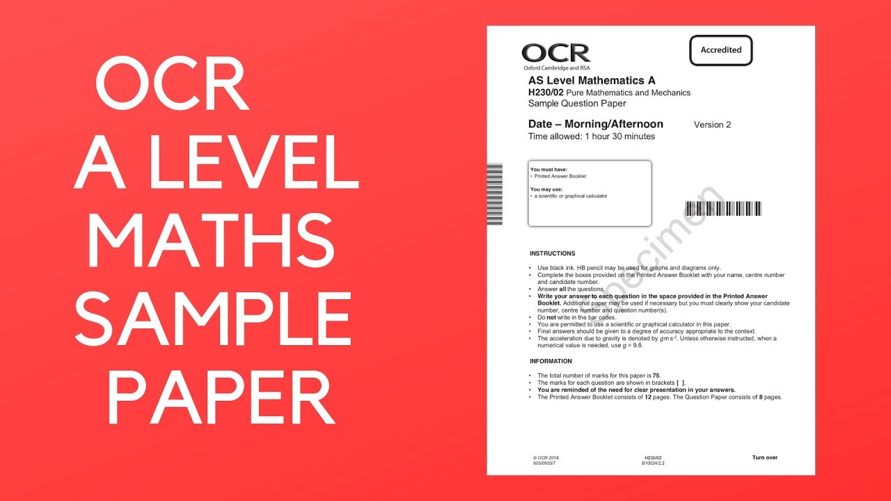 NEW A-Level Maths OCR - AS Pure Maths and Mechanics Sample Paper