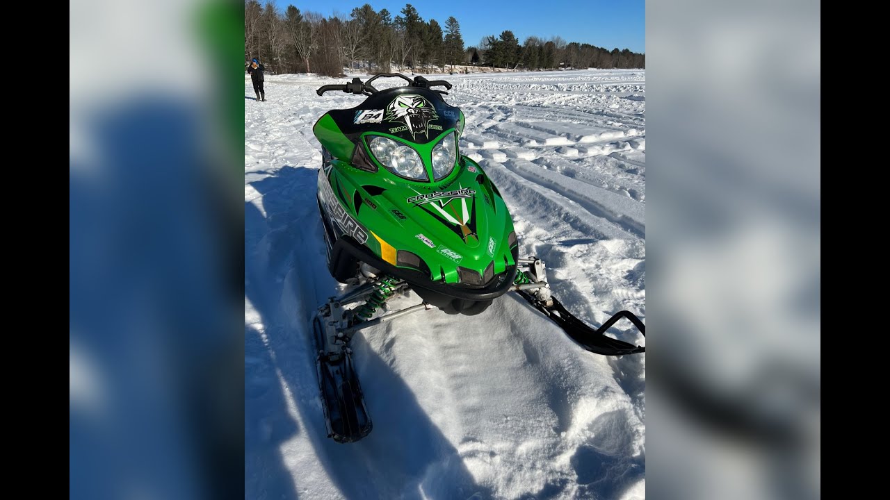 (New Sled) 2010 Arctic Cat CrossFire 800 With A GGB Mountain Can On It Lake Riding Try Out