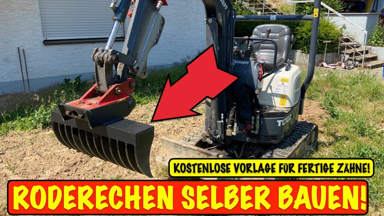 Roderechen selber bauen mit kostenloser Vorlage! Baggerrechen modular individuell nach Wunsch
