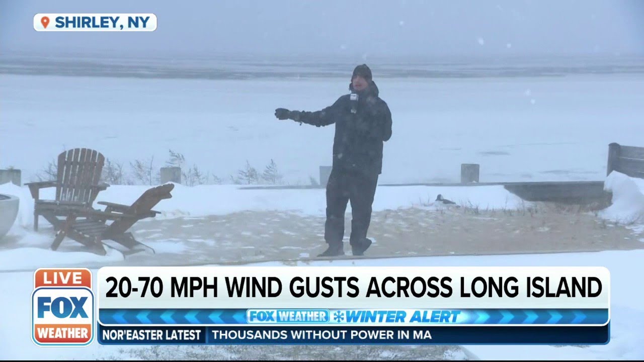 Near-Hurricane-Force Winds Rip Across Long Island During Blockbuster Nor'easter