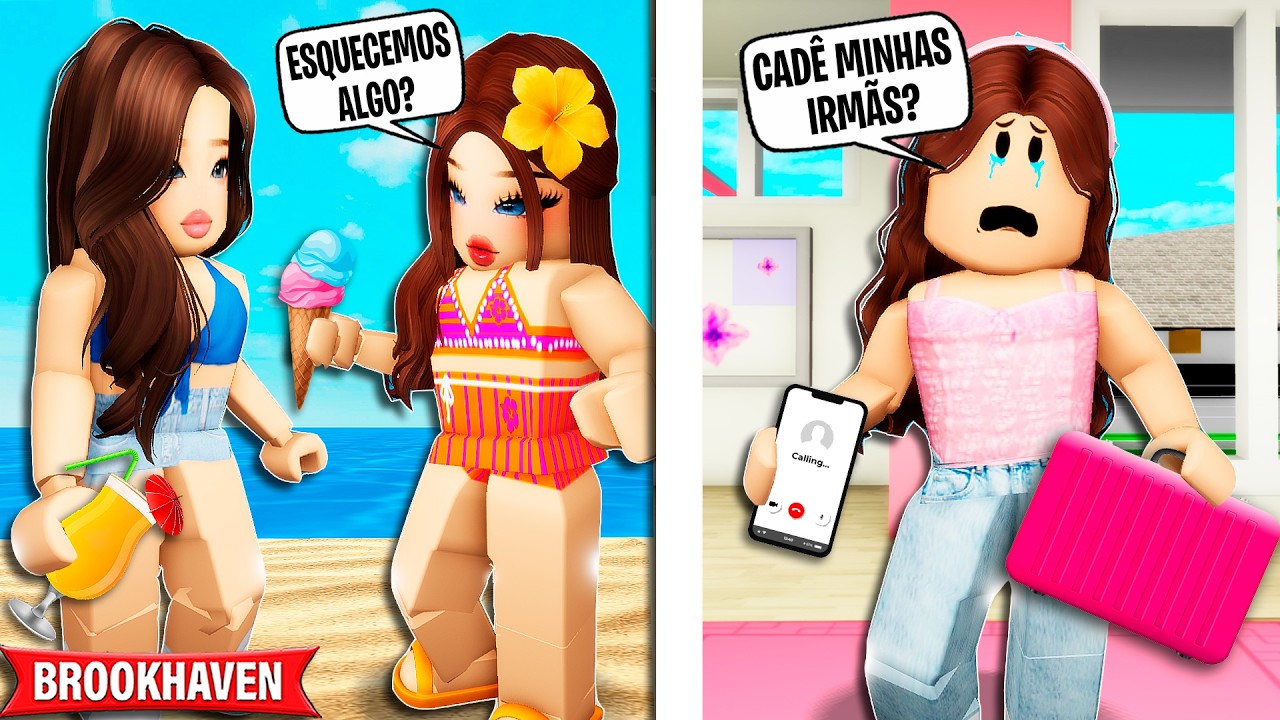 MINHAS IRM&Atilde;S VIAJARAM E ME ESQUECERAM | Historinhas Brookhaven Rp Bibi e Lud