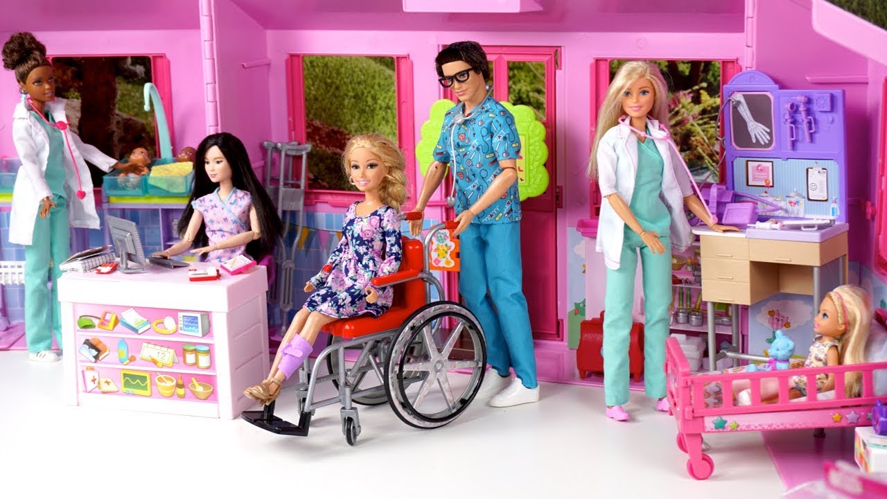 Barbie Doctor Doll Childrens Hospital Toy with Bedroom & Nurse Station