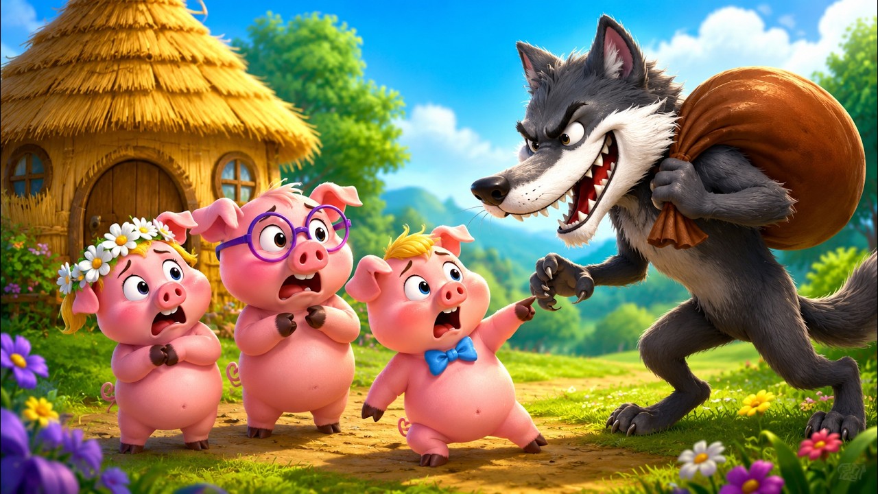 The 3 Little Pigs & The Big Bad Wolf  Fairy Tales & Bedtime Stories For Kids | Kiddom Tales