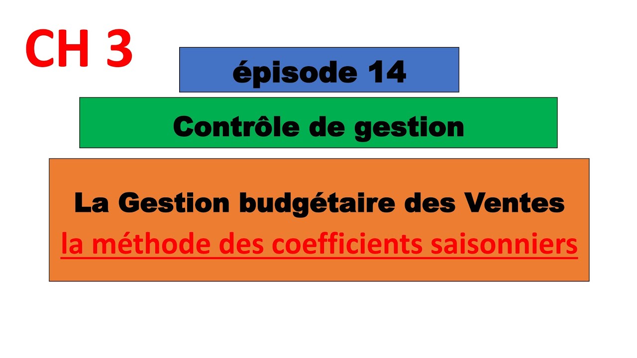 CH3: La Gestion budgétaire des Ventes: la méthode des coefficients saisonniers  - EP 14