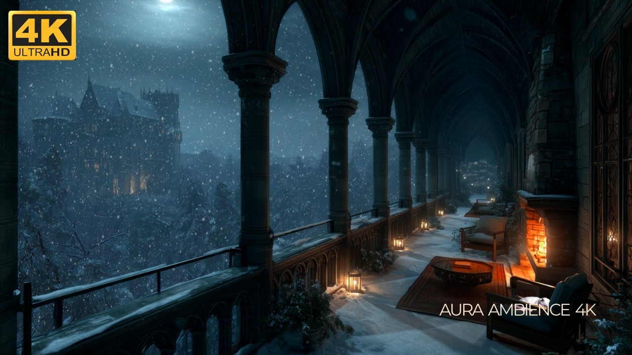 Warm Midnight in a Winter Manor | Soft Piano & Violin by the Fireplace