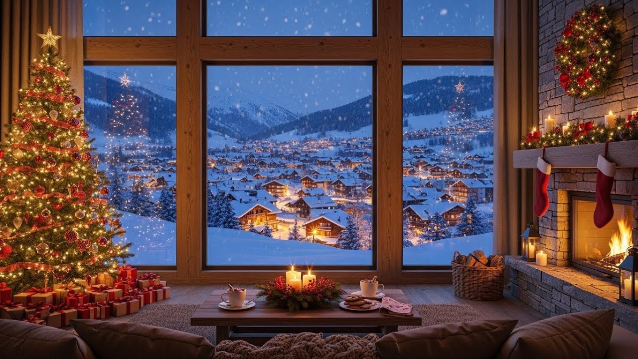 Cozy Christmas Ambience🎄 Warm Fireplace 🔥 Peaceful Instrumental Music - Perfect for the Holidays