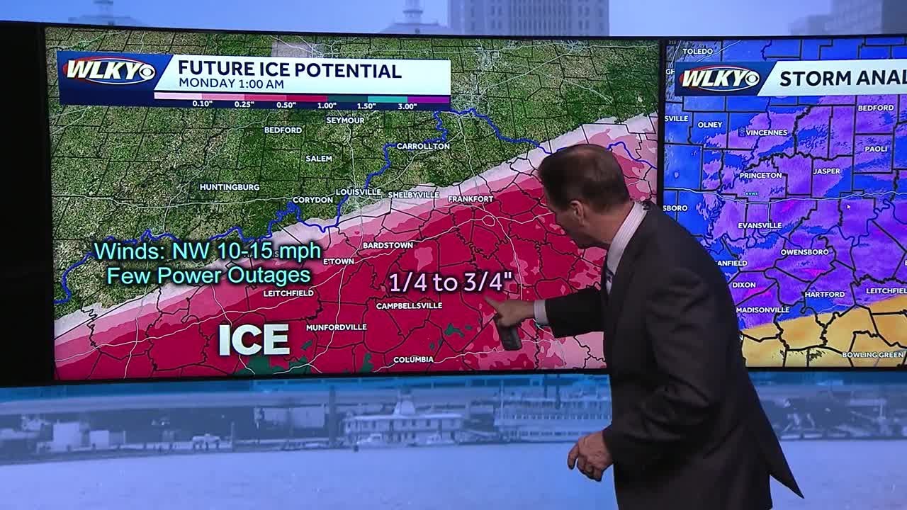 Latest winter storm forecast shows more ice moving into the area