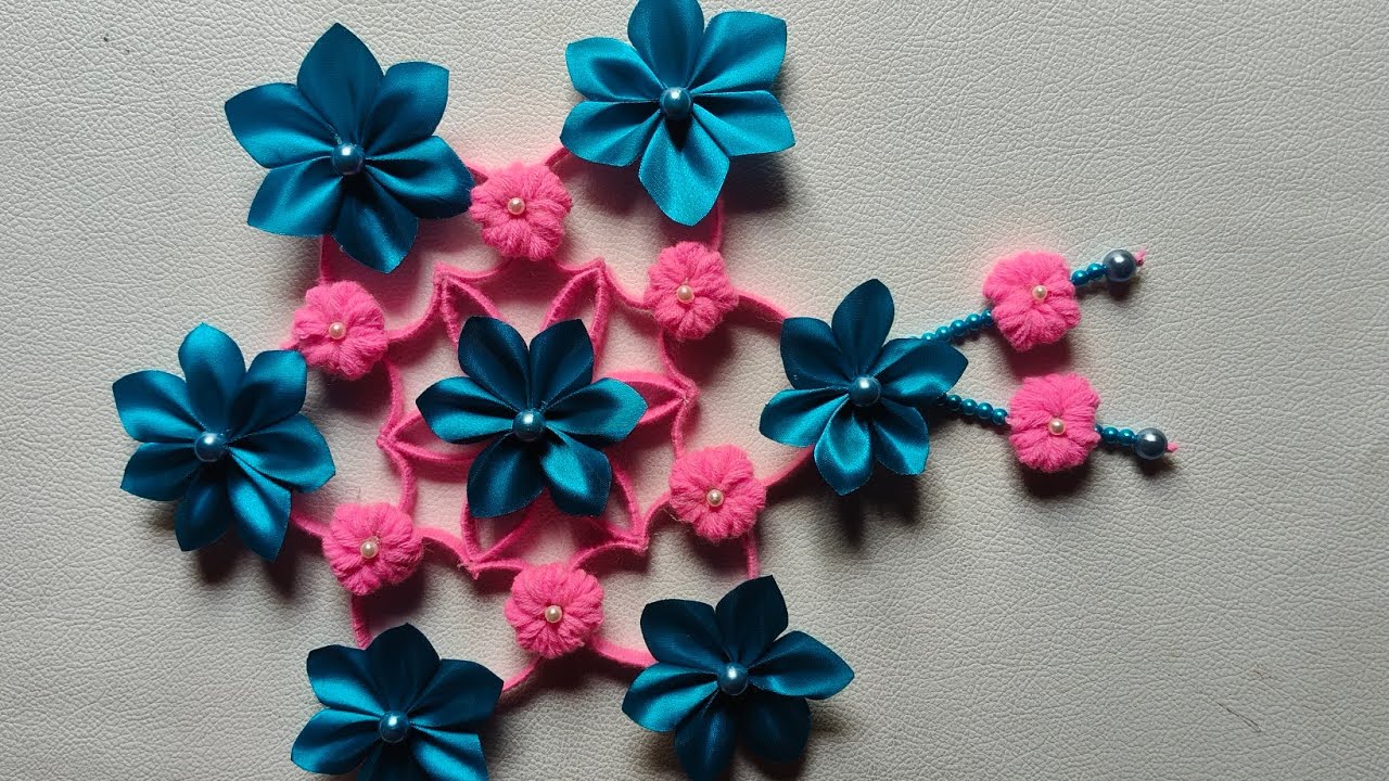 Beautiful Plastic bottle Wall Hanging/Woolen Thread & Satin Ribbon Work/Craft 
