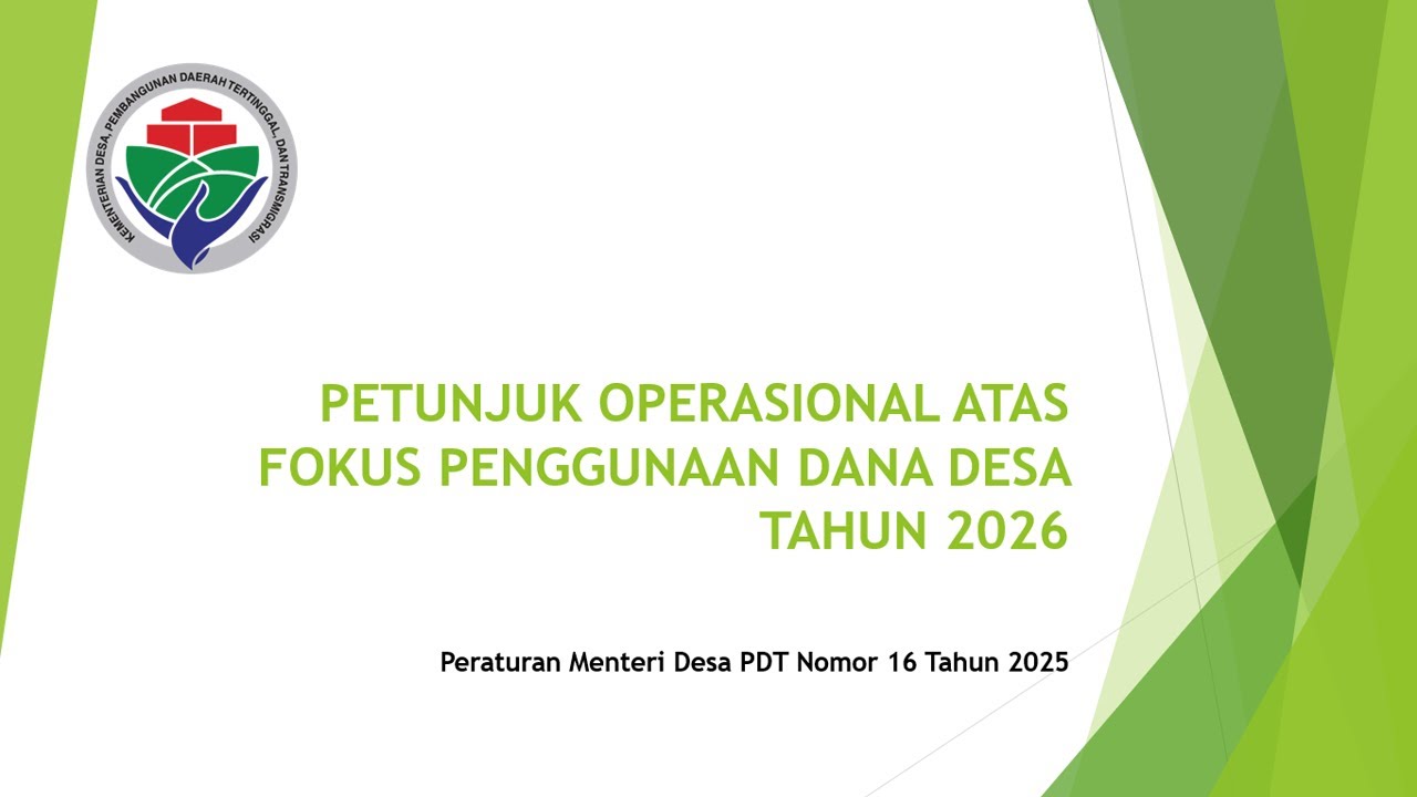 Petunjuk Operasional Atas Fokus Penggunaan Dana Desa Tahun 2026
