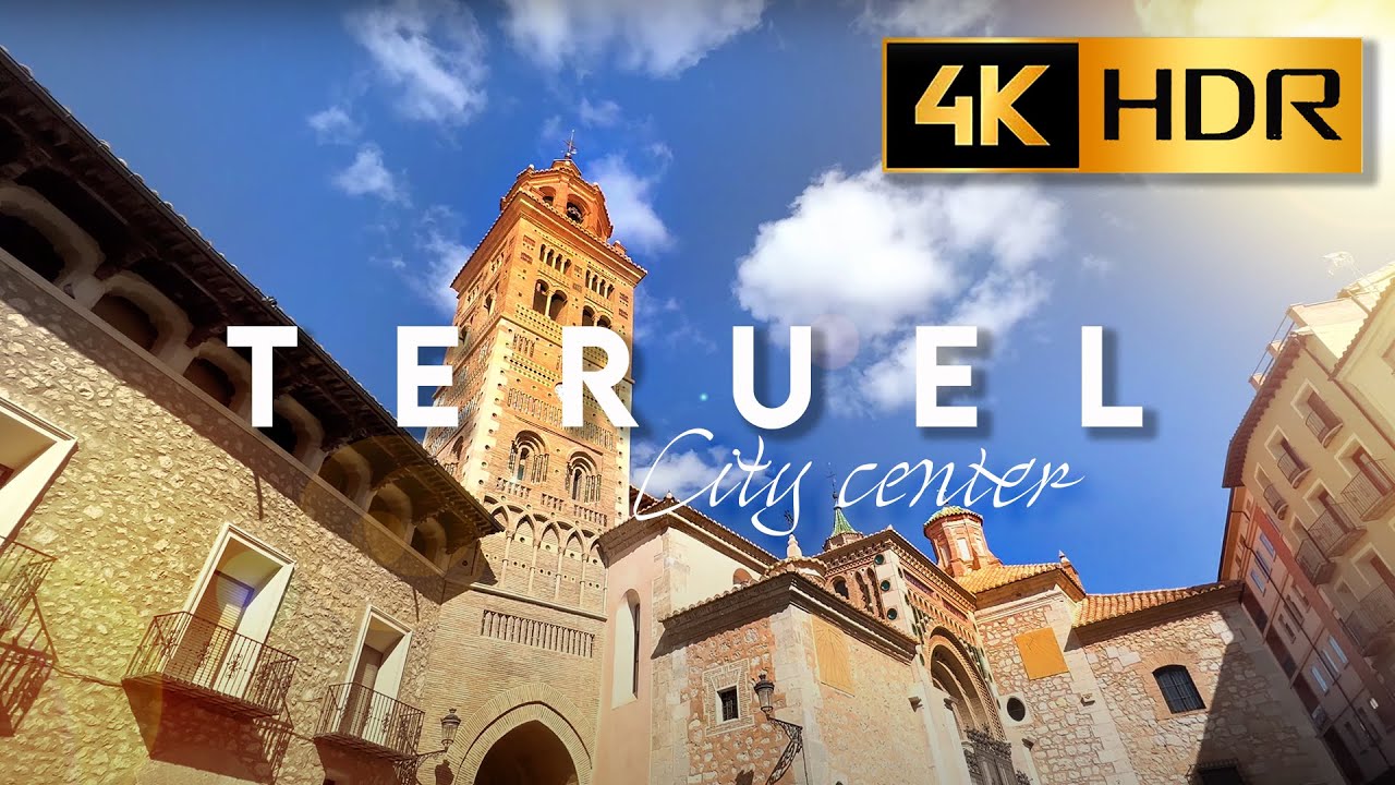 4K HDR WALK in TERUEL SPAIN | Walking Tour on a Sunny day in Downtown City Center