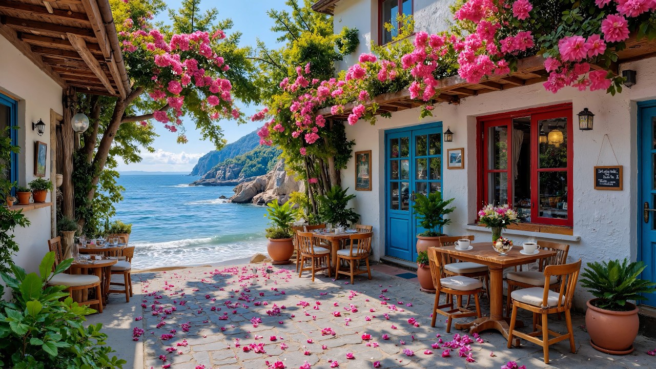 Tropical Summer Bossa Nova 🌴 Beach Cafe Ambience & Ocean Wave Sounds for a Good Mood | Seaside Vibes