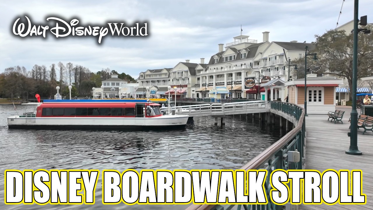 Morning Disney BoardWalk Stroll 4K | No Talking Ambience