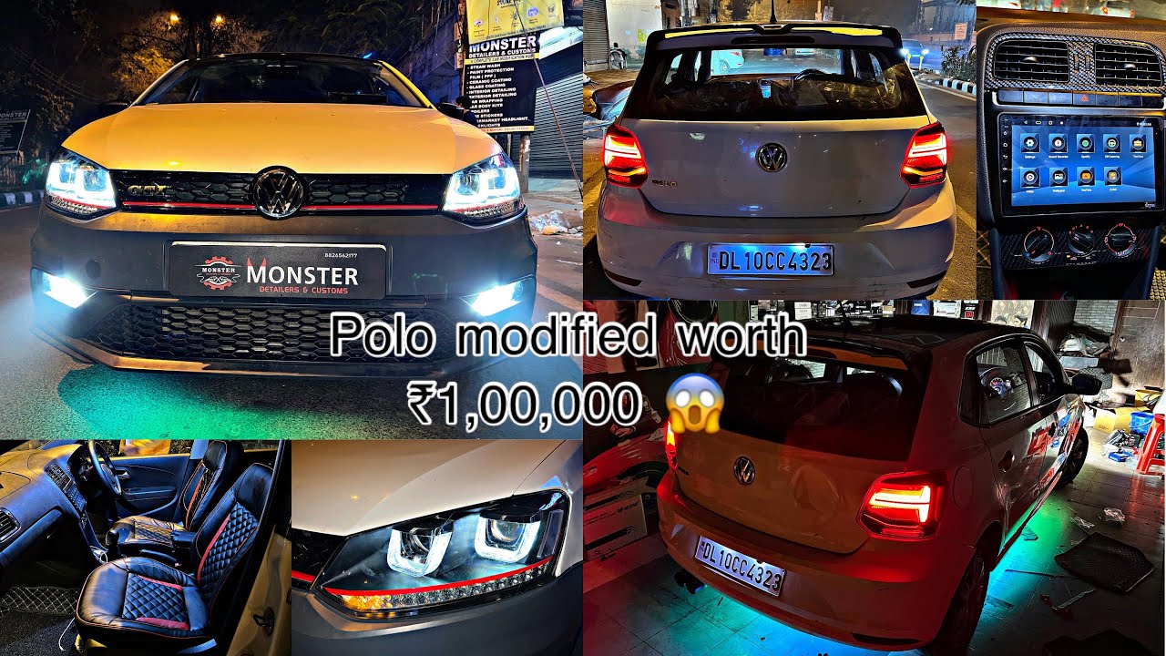 2015 polo modified | Aftermarket headlight and taillight for polo | Phone controlled underbody light
