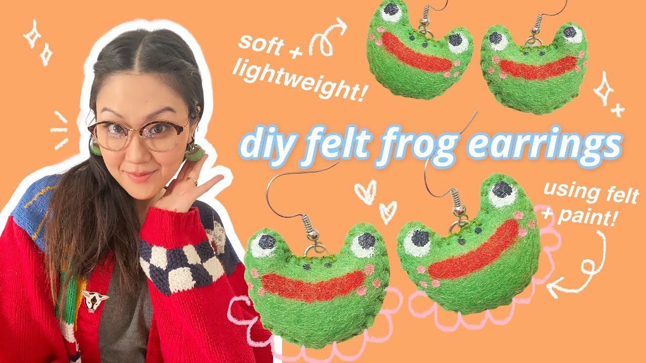 🐸 ☕️ how i make my frog earrings | diy felt frog earrings🌻 🍄