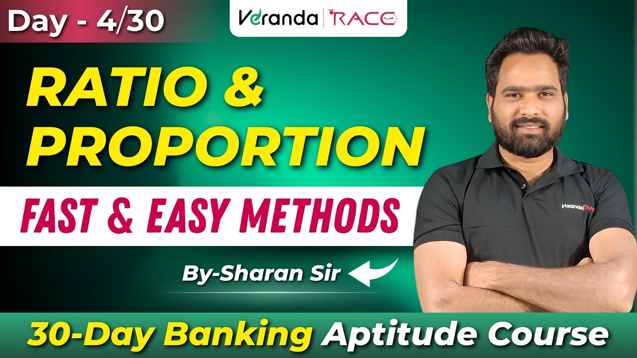 Ratio & Proportion | Fast & Easy Methods | Banking Aptitude Day-4 | 30-Day Course | Sharan Sir