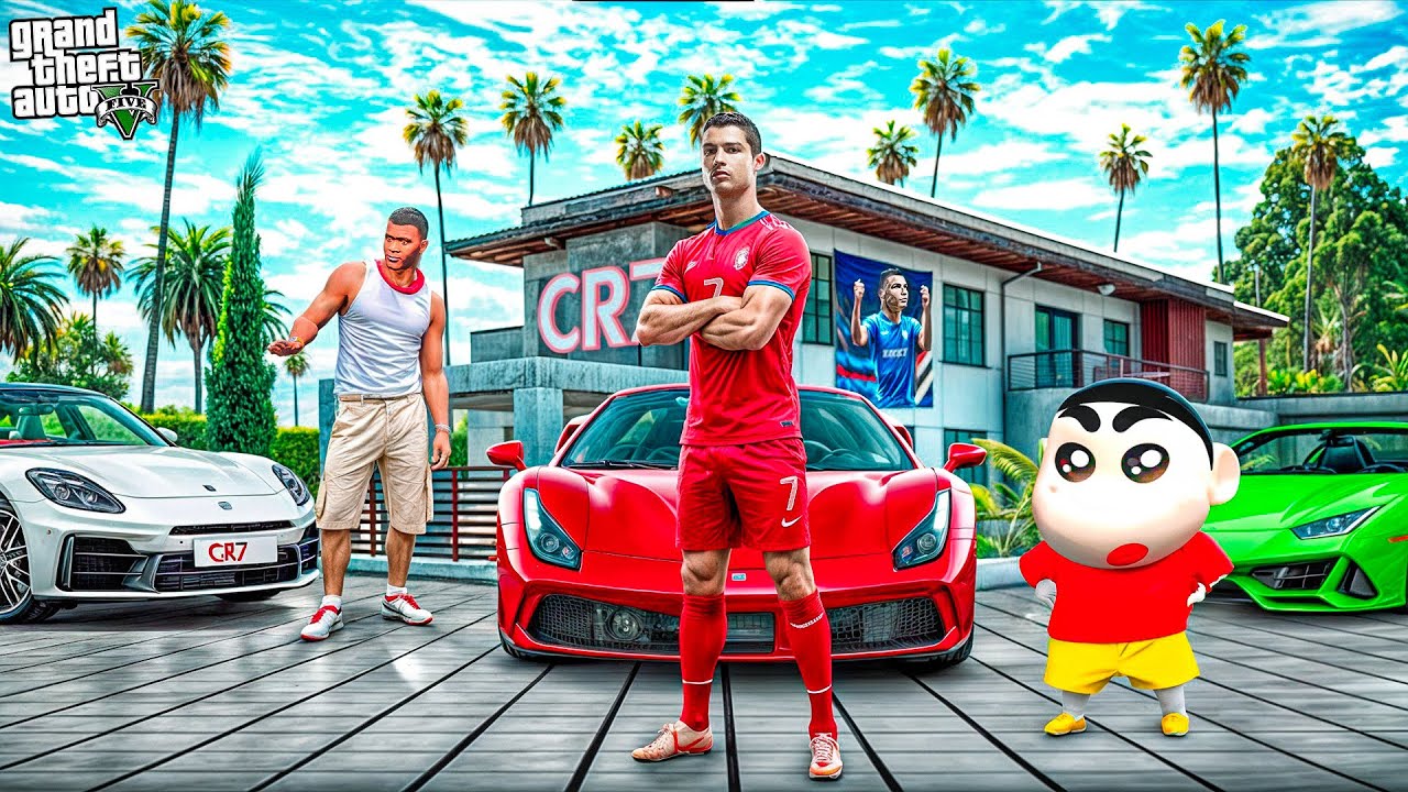 Franklin & Shinchan Visit Ronaldo’s Luxury House in GTA 5
