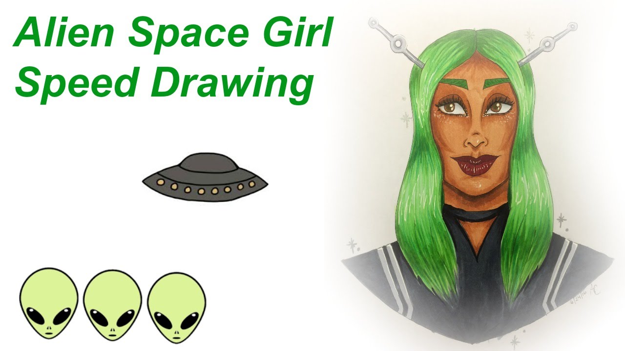 Alien Girl Drawing Time Lapse