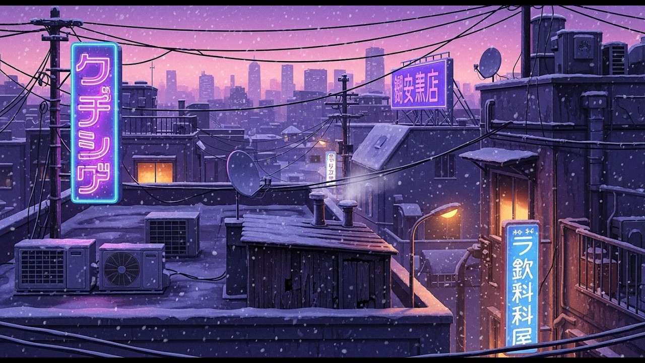 Lofi Hip Hop Radio for Focus | Snowy Night | 80s & 1990 | Urban Rain Lofi