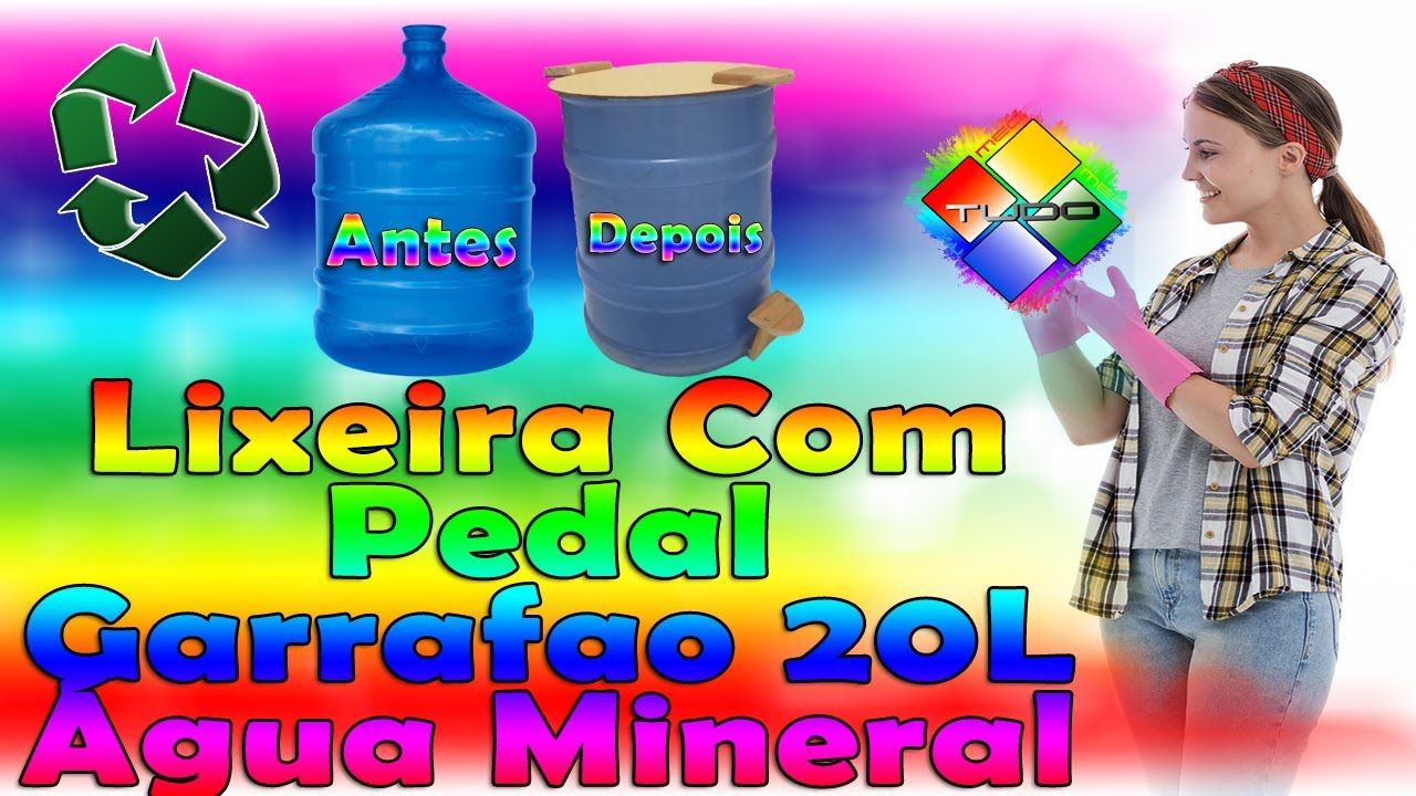 Como fazer Lixeira de pedal com garrafão 20 litros de água mineral!