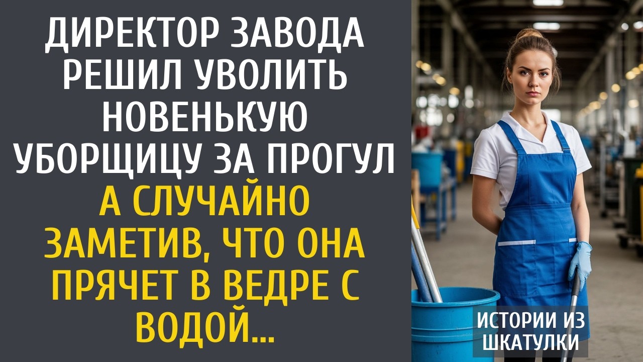 Директор завода решил уволить новенькую уборщицу за прогул… А заметив, что она прячет в ведре…
