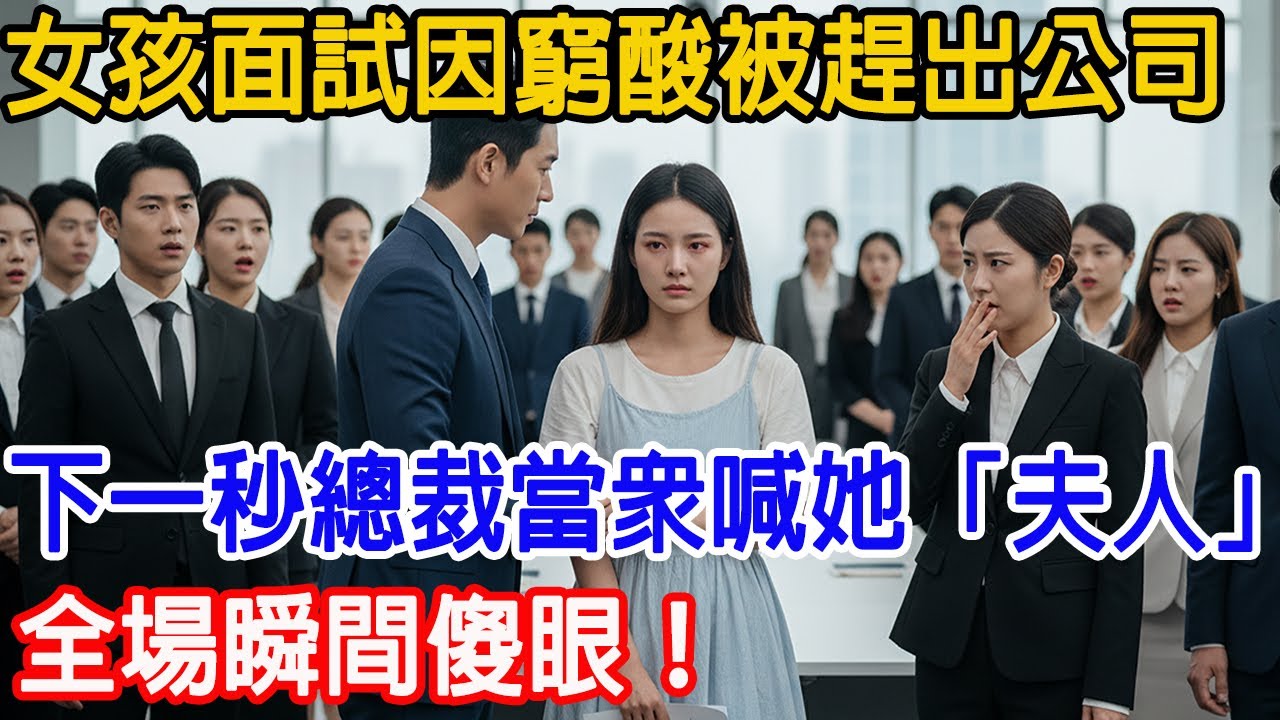 【一口氣看完】女孩面試時因窮酸被趕出公司，誰料下一秒冷面總裁當眾喊她「夫人」，全場瞬間傻眼！#情感故事 #故事頻道 #故事樹洞 #原創
