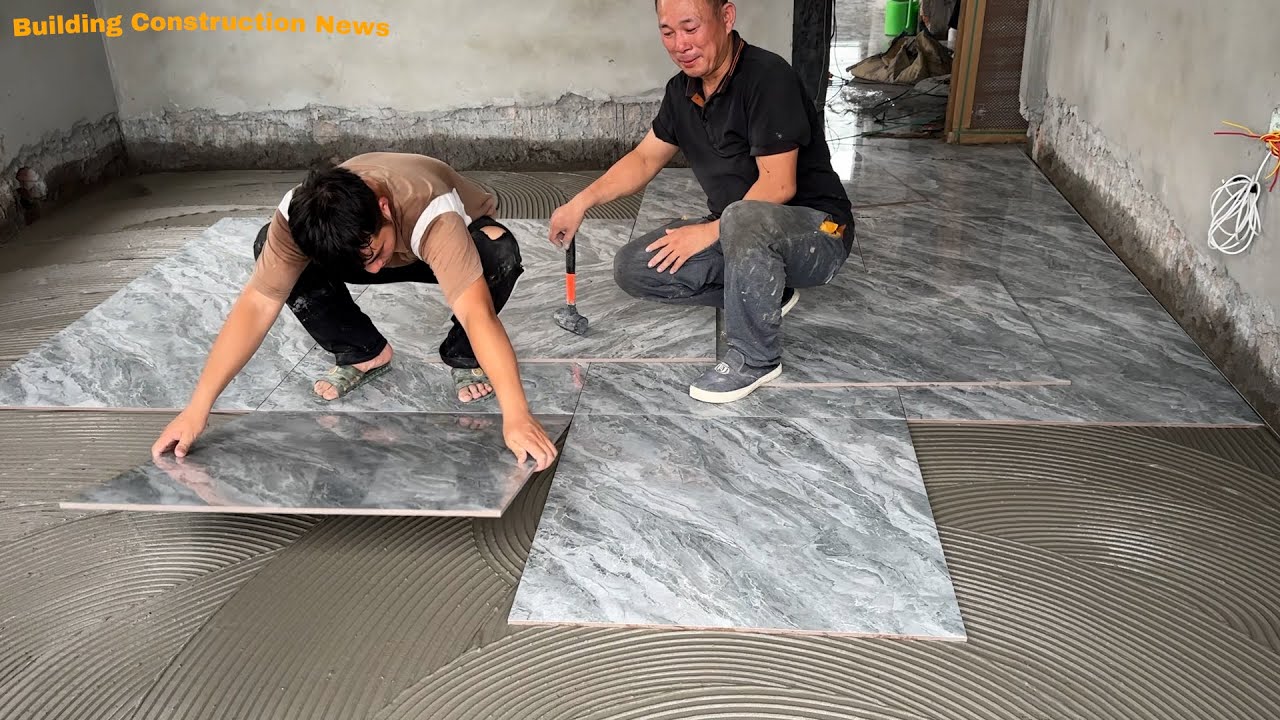 Using Modern Technology In Bedroom Floor Construction Using Beautiful Imitation Stone Ceramic Tiles