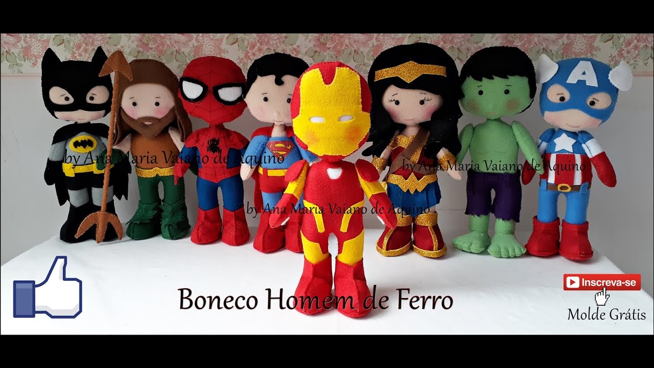 Boneco Homem de Ferro em Feltro com Molde e Passo a Passo