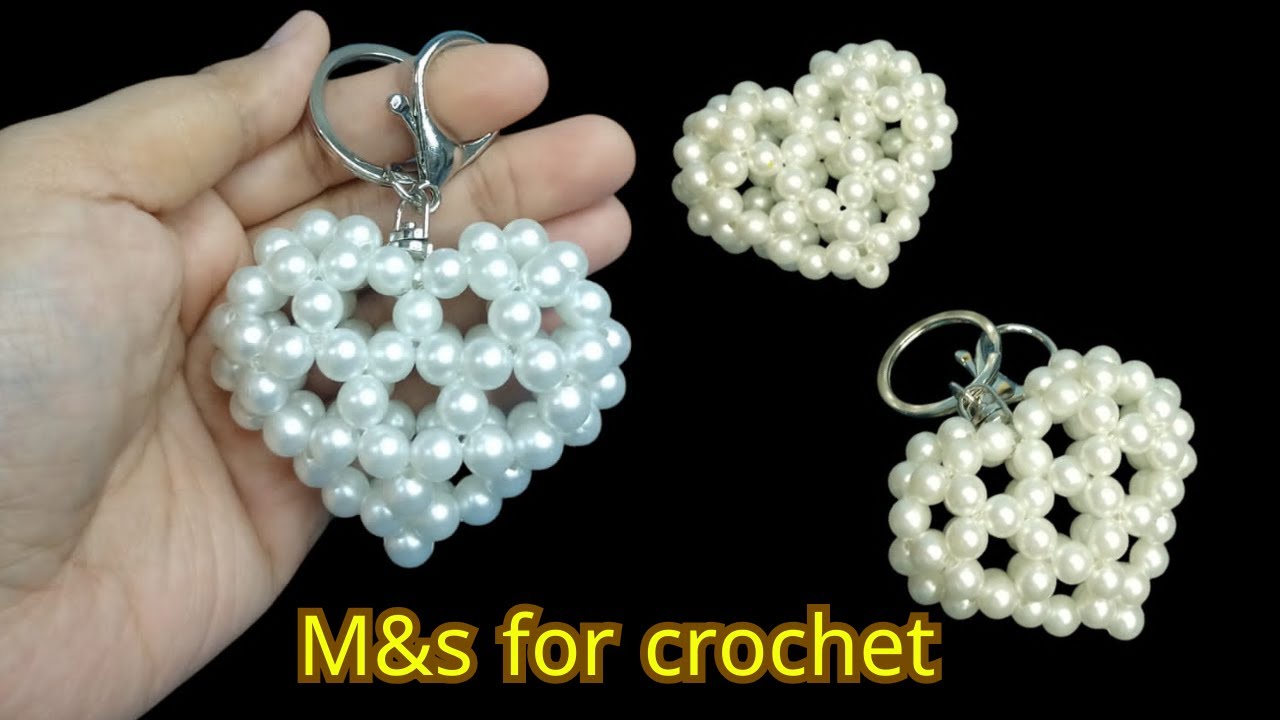تعلمي طريقة عمل ميدالية خرز شكل قلب مجسم DIY 3d Beaded Heart Keychain